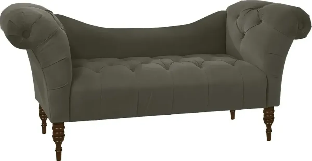 Edith Pewter Velvet Tufted Lounge Chaise- Skyline Furniture