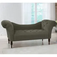 Edith Pewter Velvet Tufted Lounge Chaise- Skyline Furniture