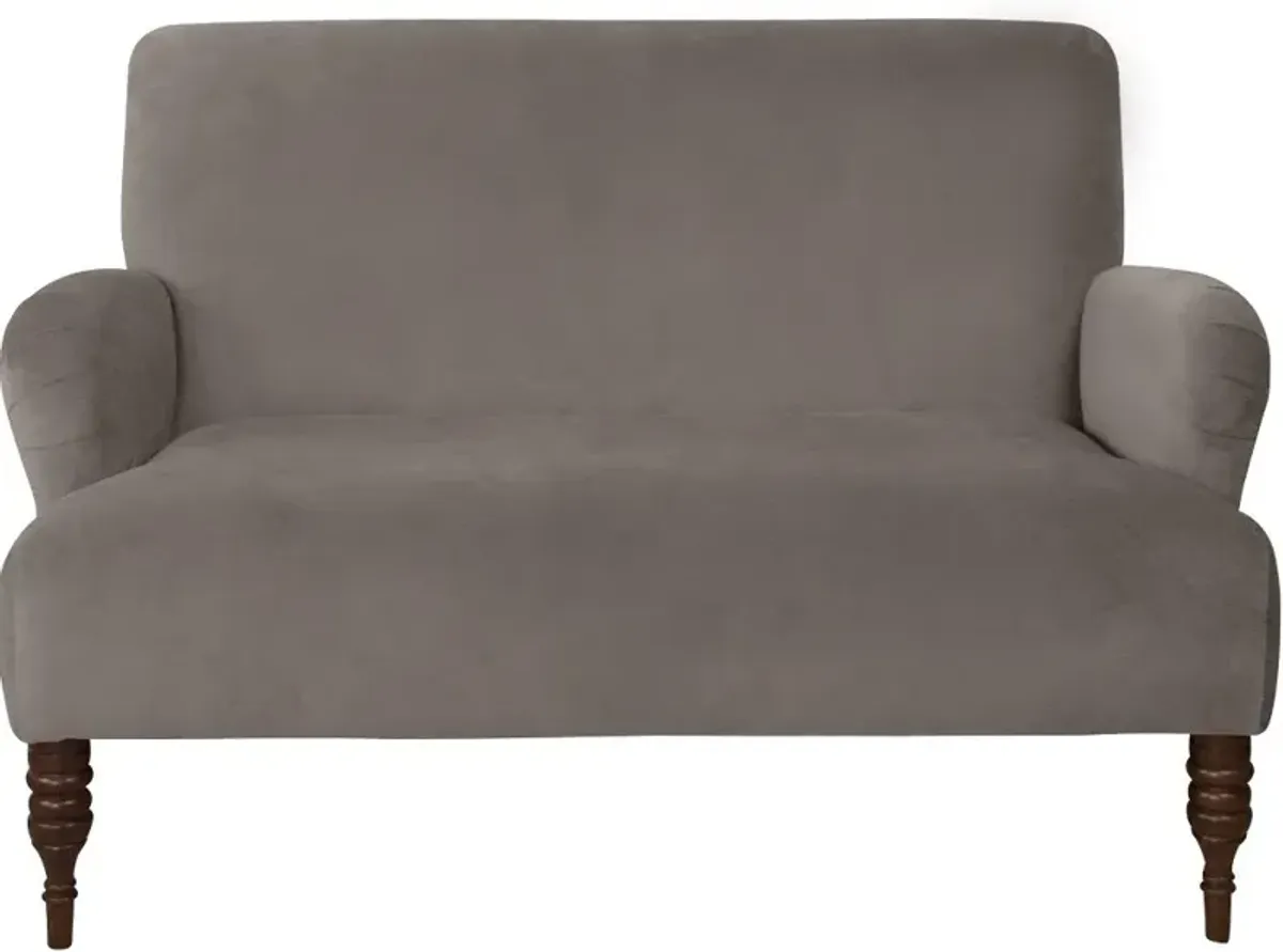 Clara Regal Velvet Smoke Settee- Skyline Furniture