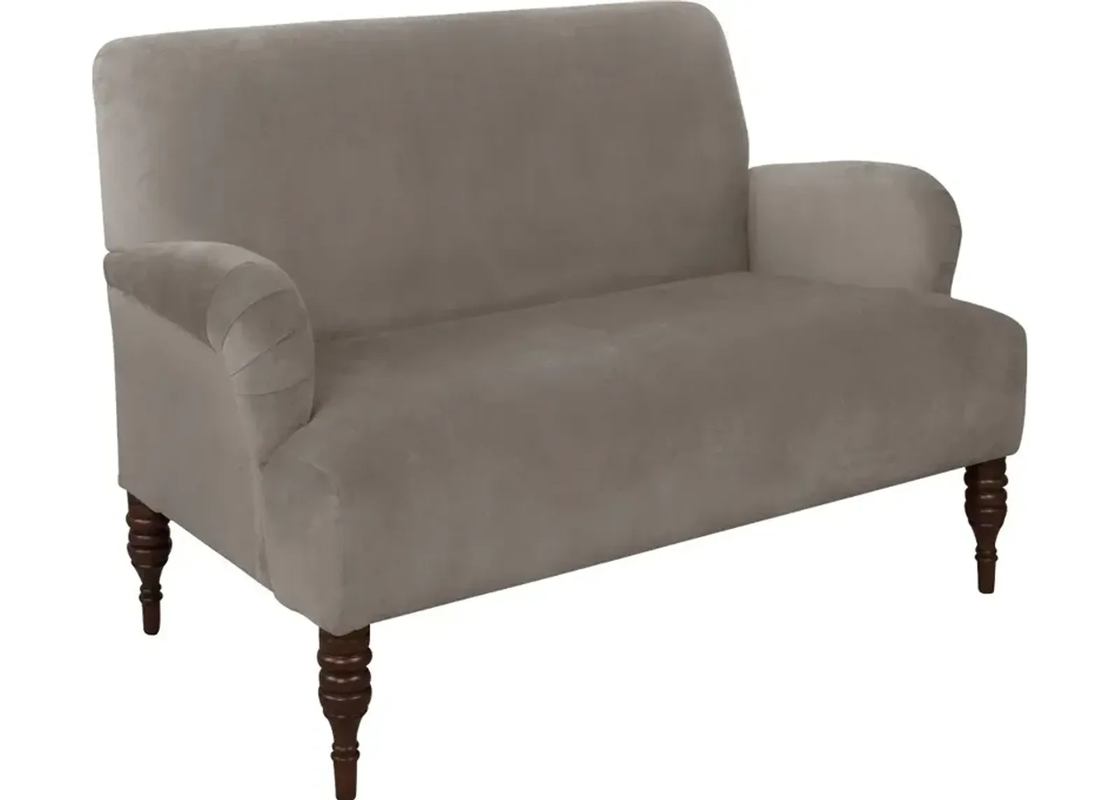 Clara Regal Velvet Smoke Settee- Skyline Furniture