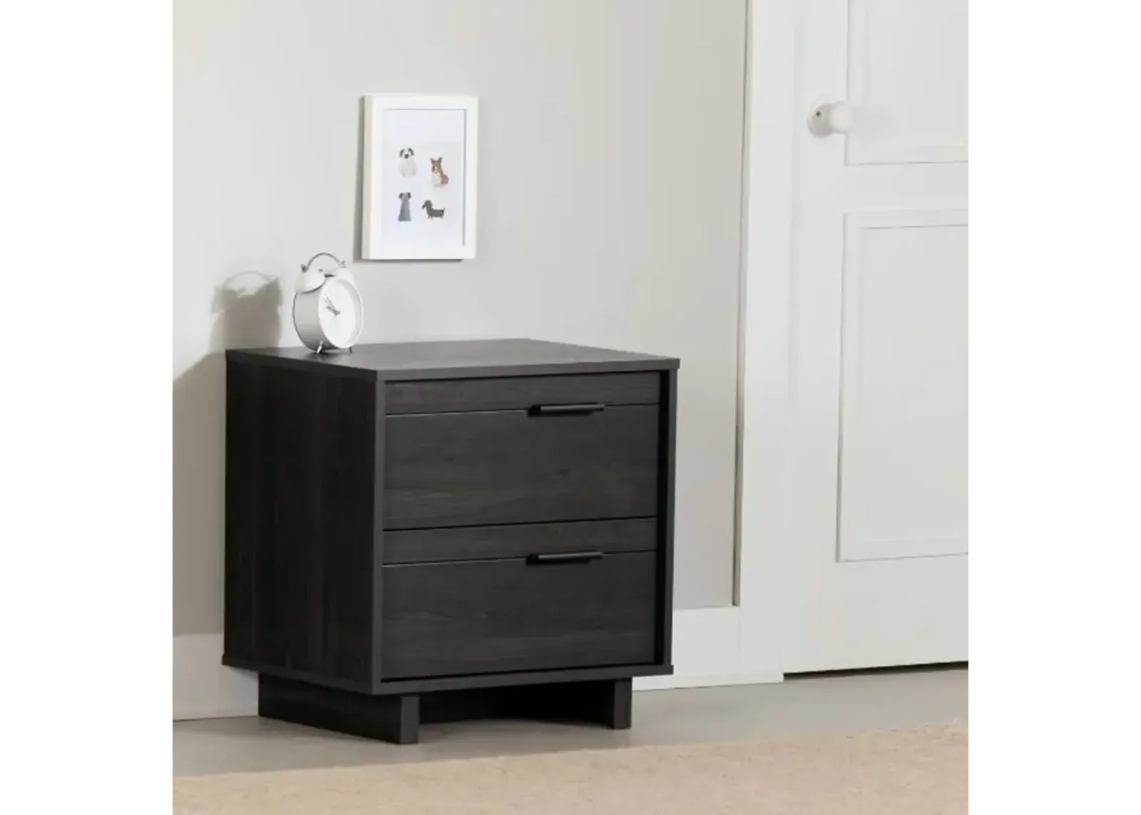 Flynn Modern Gray Oak Nightstand - South Shore