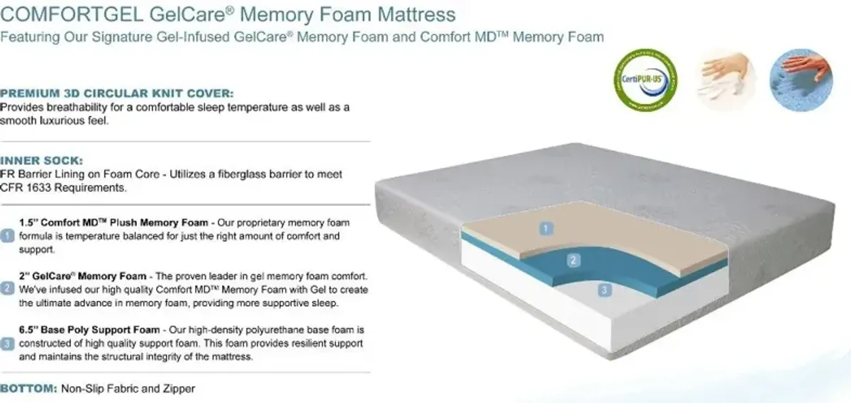 Comfort Gel Gelcare Memory Foam Twin-XL Mattress