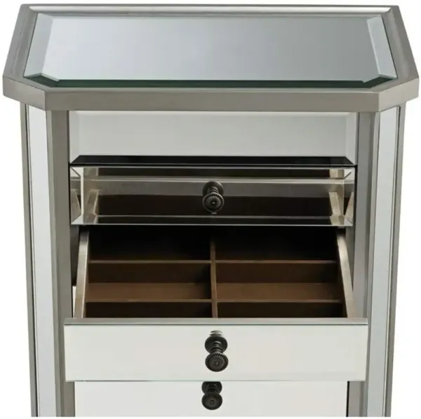 Silver and Mirrored Jewelry Armoire