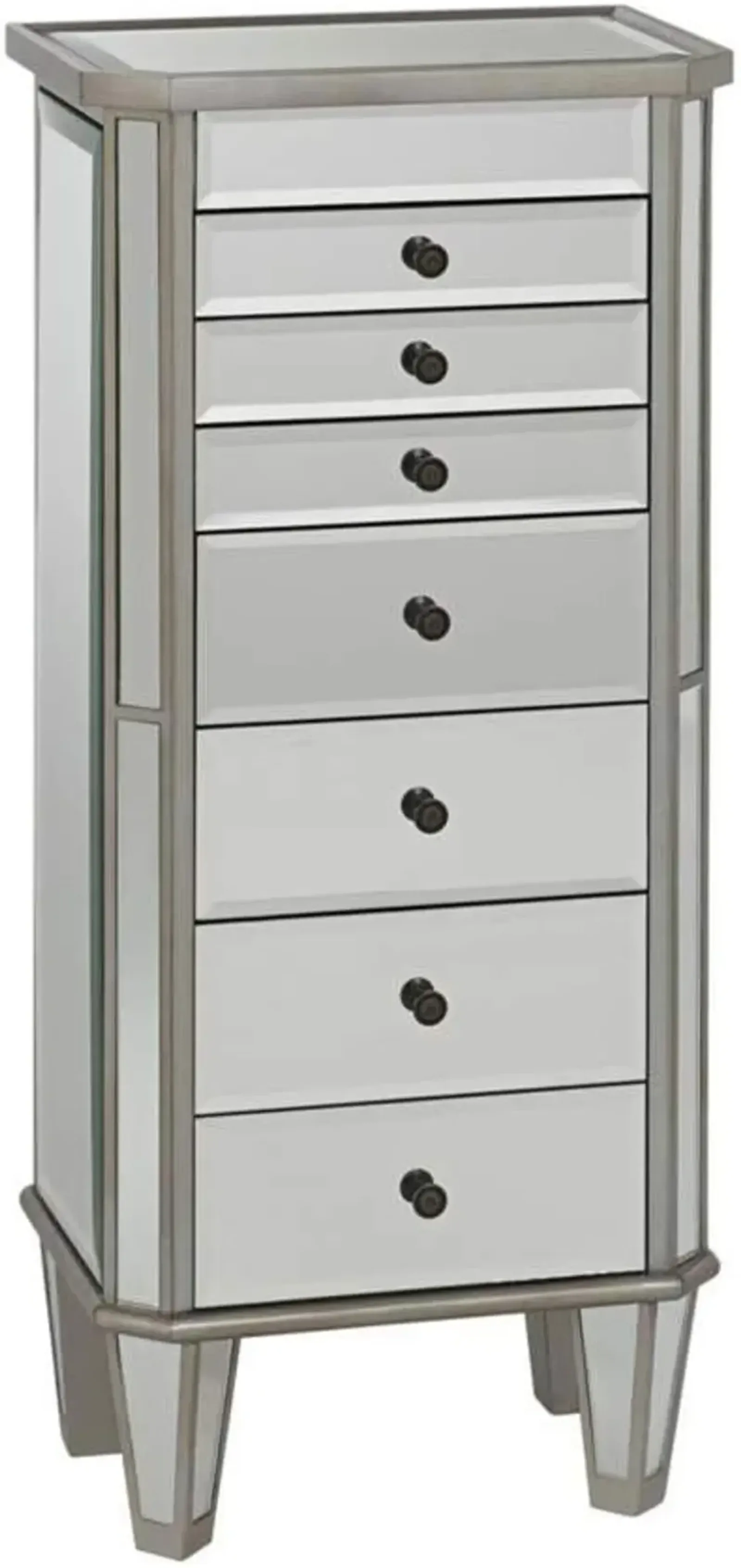 Silver and Mirrored Jewelry Armoire