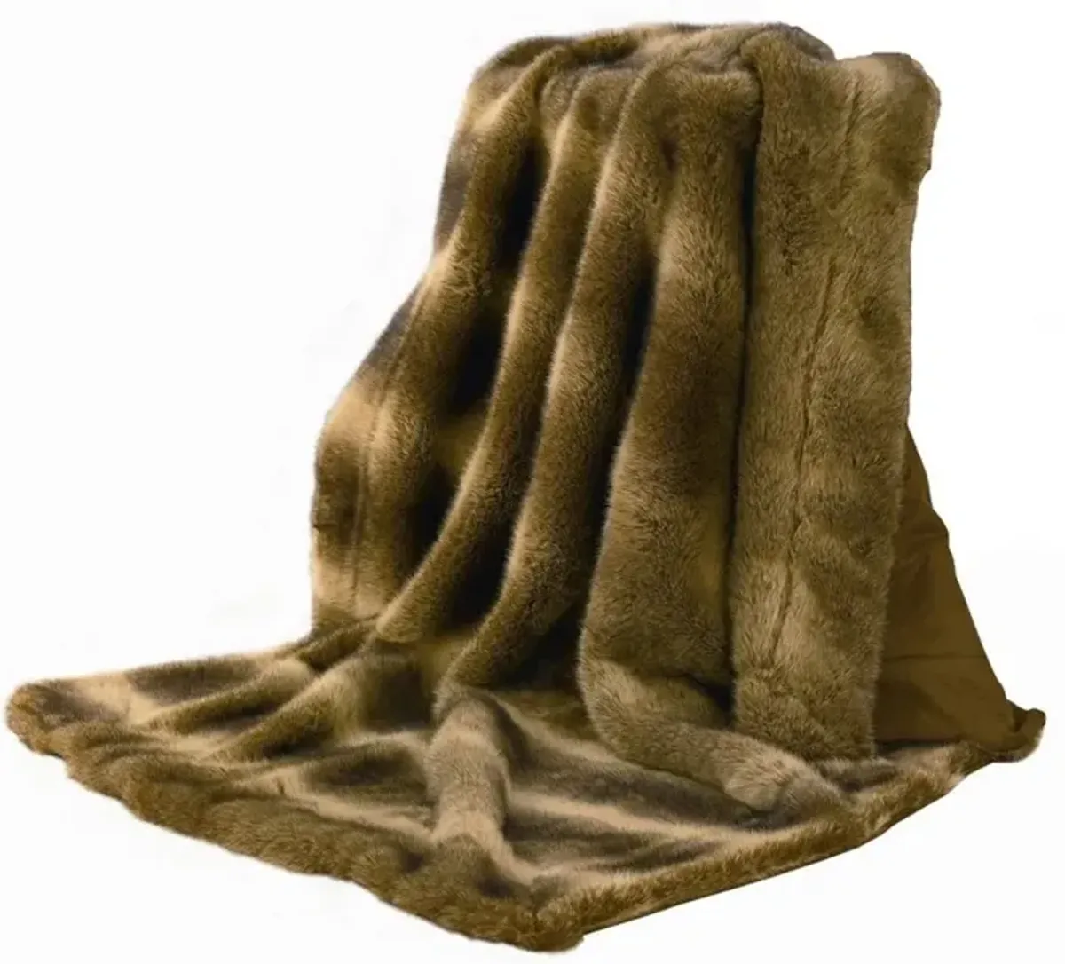 Gray-Toned Faux Wolf Fur Throw