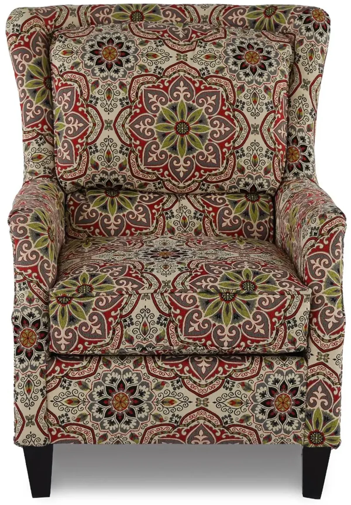Loren Red and Green Poppy Accent Chair