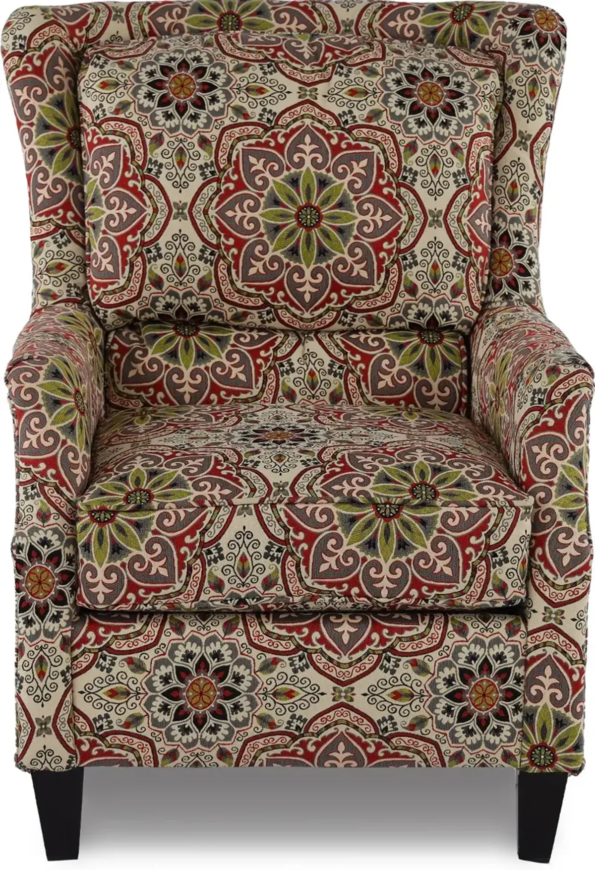 Loren Red and Green Wing Chair