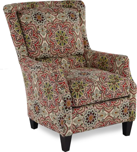Loren Red and Green Wing Chair