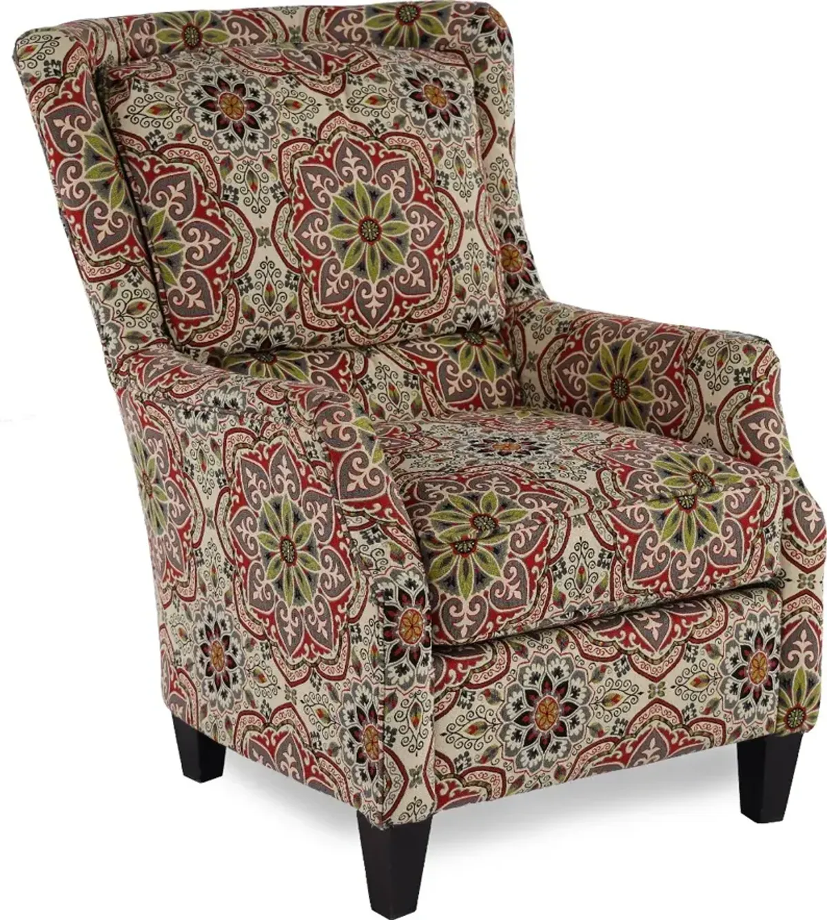 Loren Red and Green Wing Chair