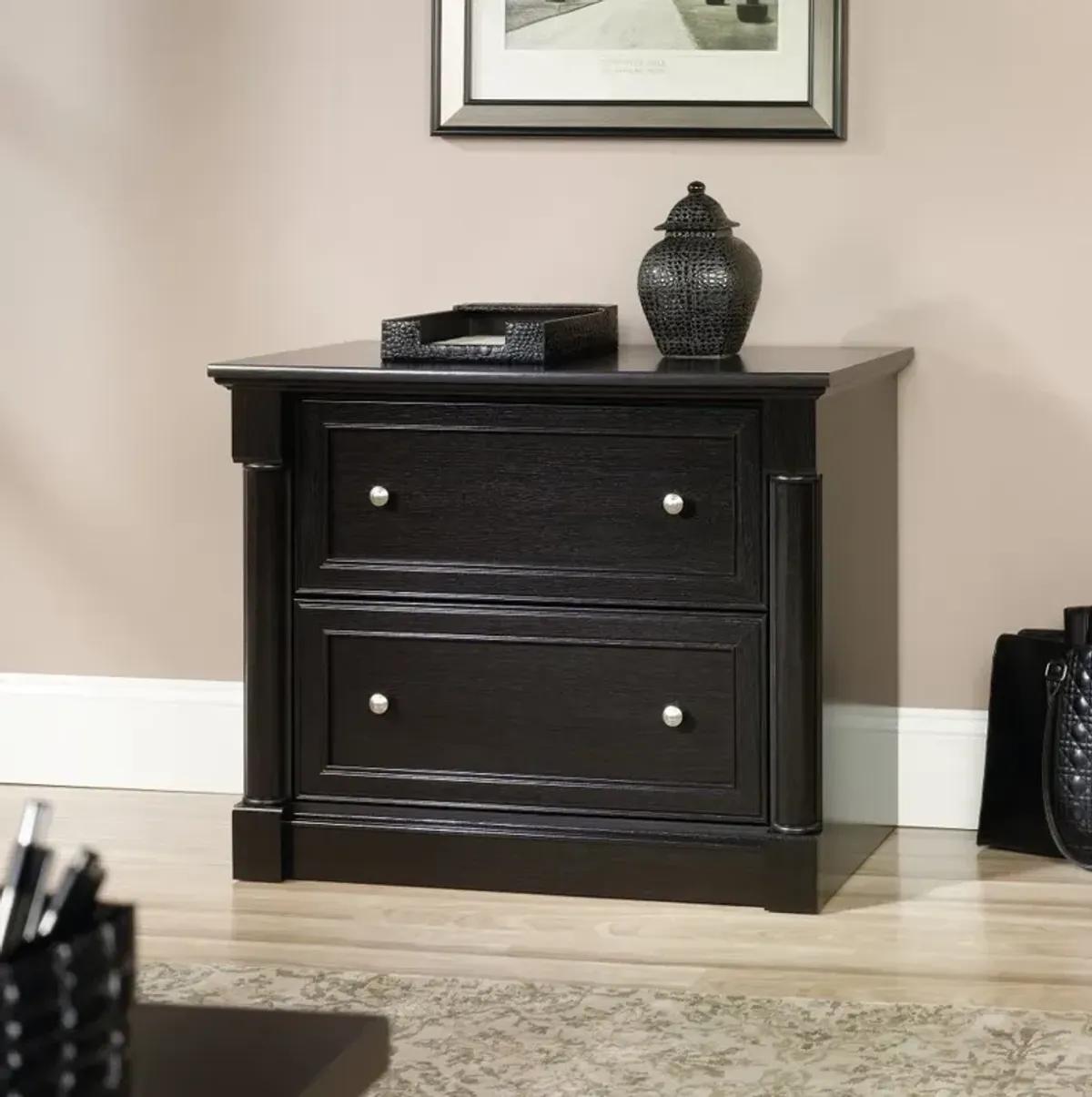 Black Oak 2 Drawer Lateral File Cabinet - Padillia