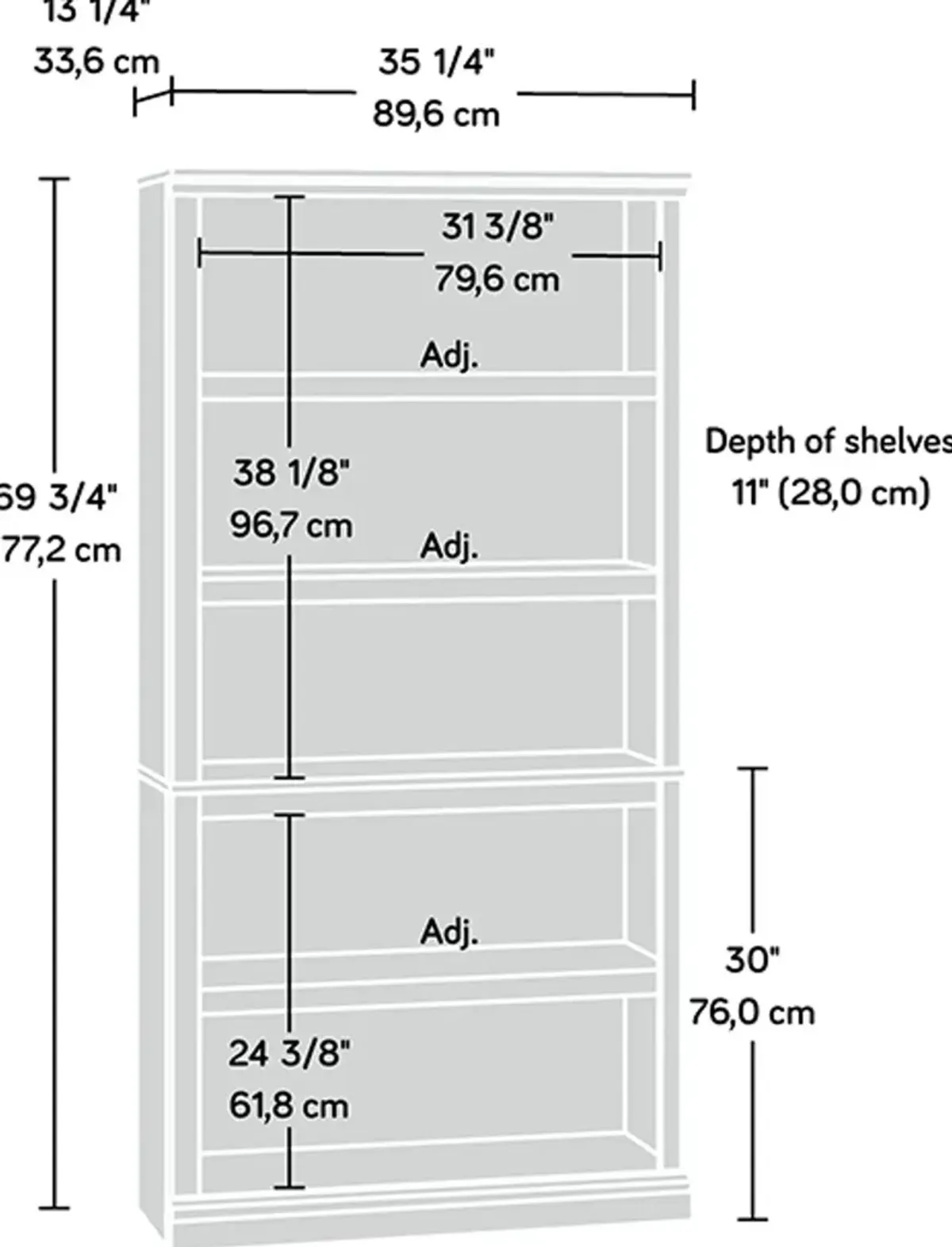 Cinnamon Cherry 5-Shelf Bookcase - Storage