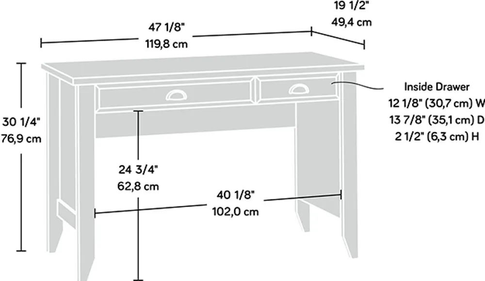 Soft White Computer Desk - Shoal Creek