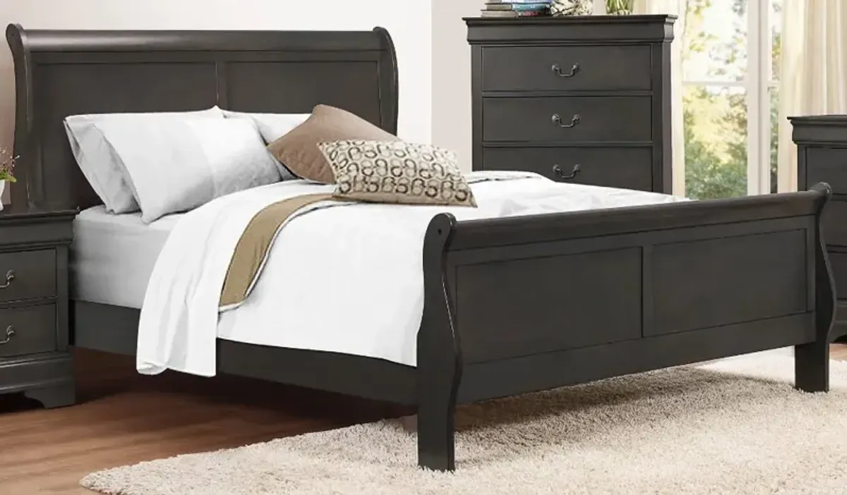 Mayville Slate Gray King Sleigh Bed