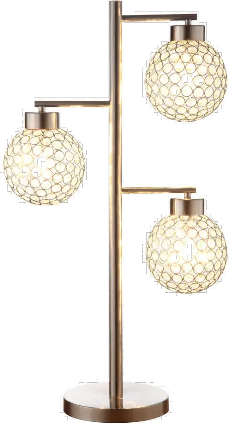 30 Inch Metal-Sand Chrome Table Lamp With Crystal Shades