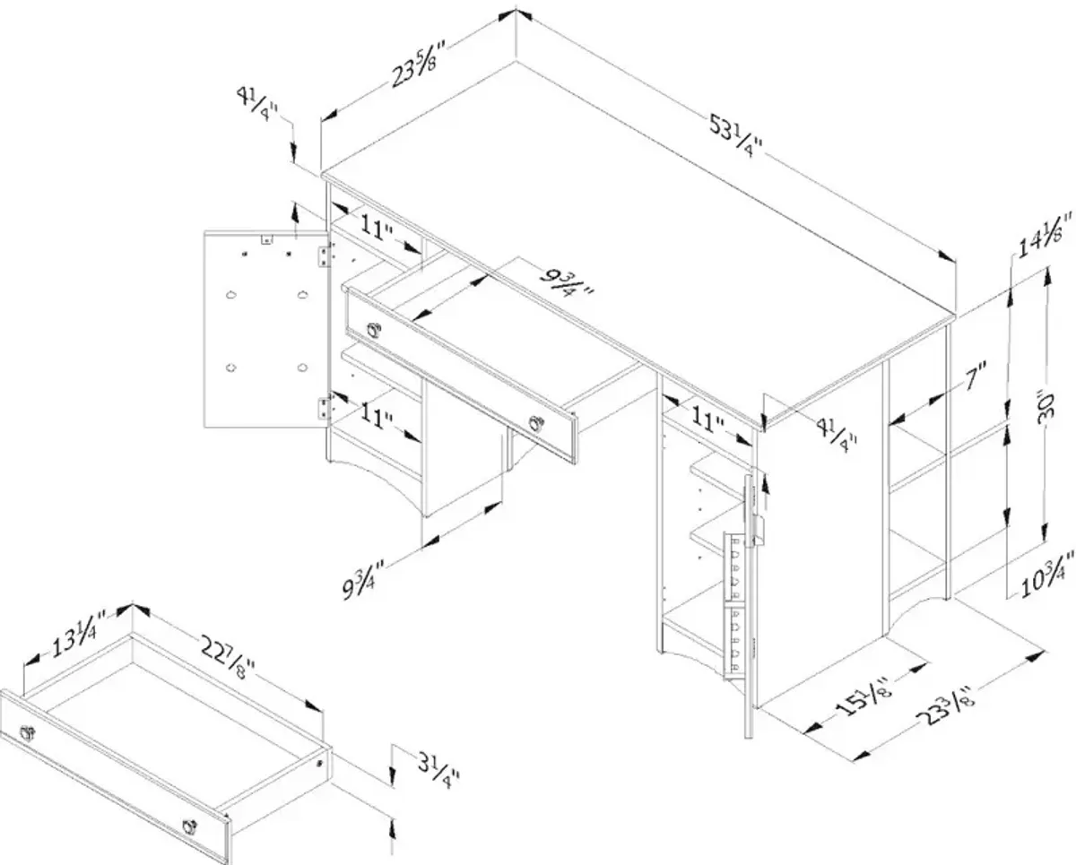 Artwork White Craft Table with Storage - South Shore