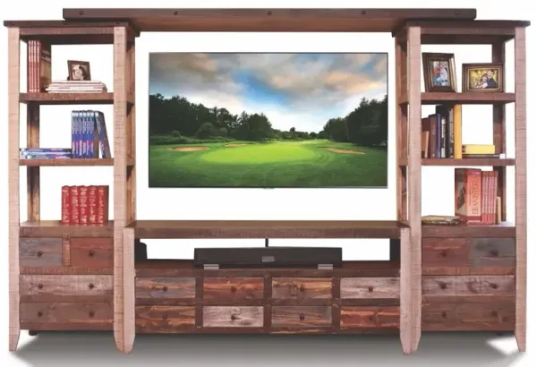 Antique Red Pine 4 Piece Entertainment Center