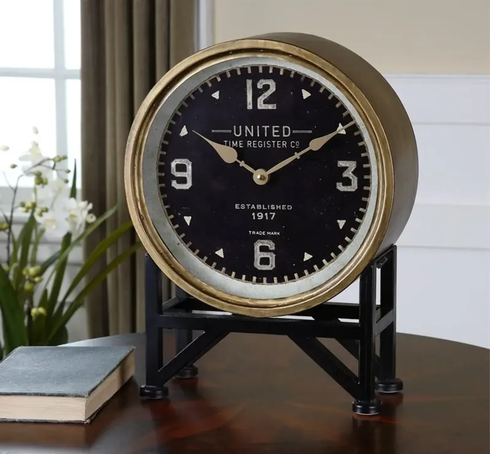 Metal and Brass Table Clock