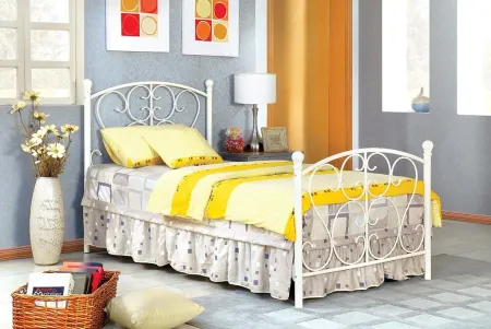 White Princess Twin Metal Bed - Belle