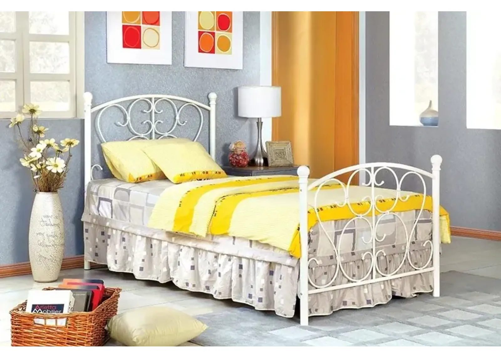 White Princess Twin Metal Bed - Belle