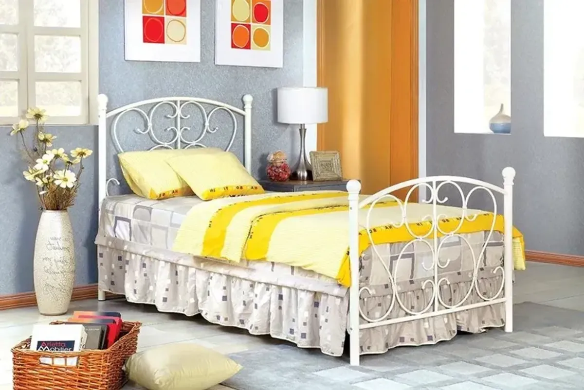 White Princess Twin Metal Bed - Belle