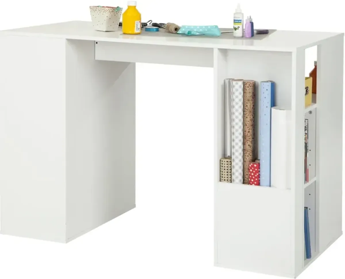 Crea White Counter Height Craft Table with Storage - South Shore