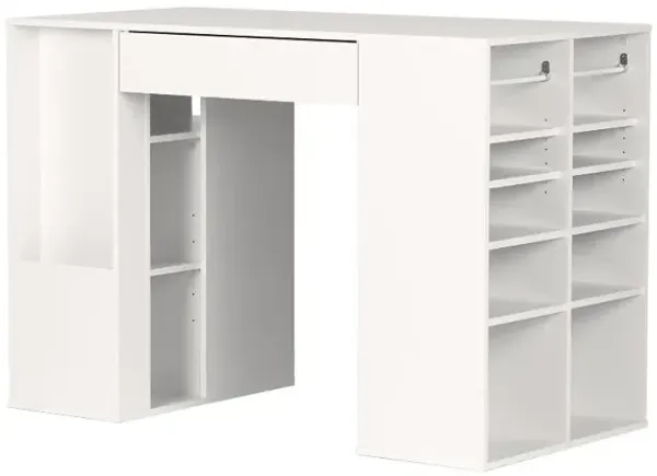 Crea White Counter Height Craft Table with Storage - South Shore