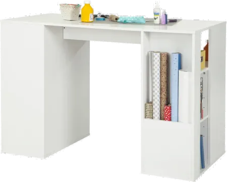 Crea White Counter Height Craft Table with Storage - South Shore