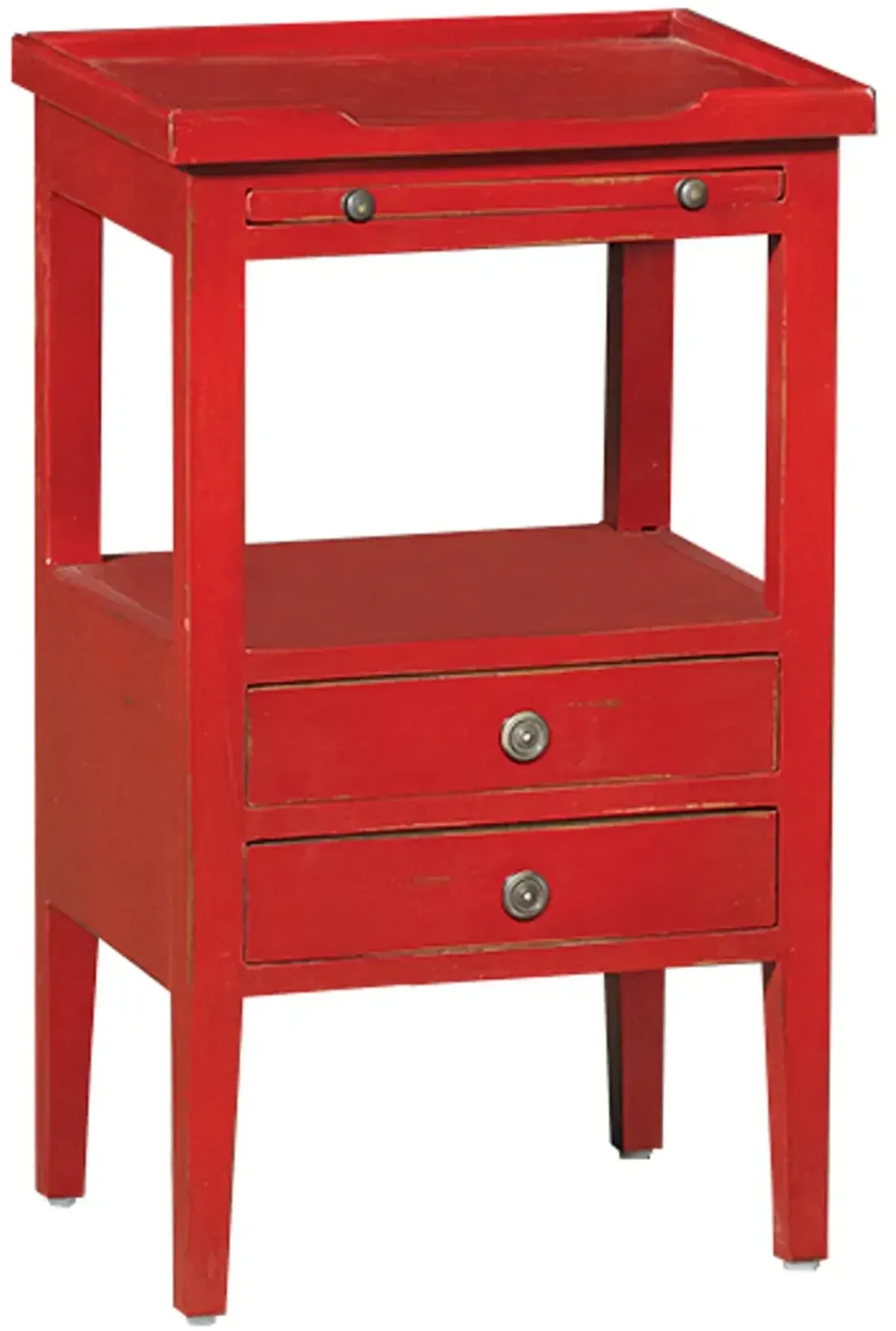 Eton Deep Red Accent Table with Pull Out Shelf