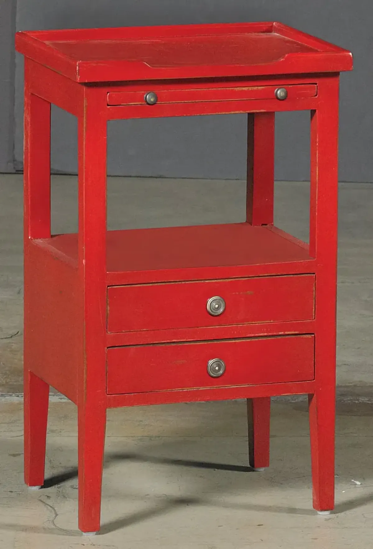 Eton Deep Red Accent Table with Pull Out Shelf