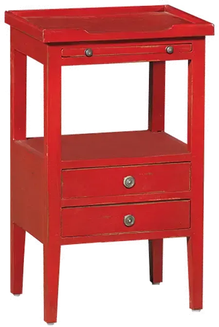 Eton Deep Red Accent Table with Pull Out Shelf