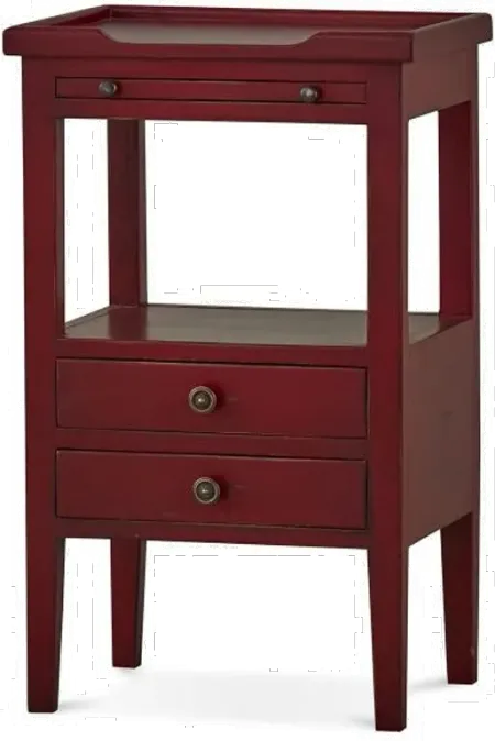 Eton Deep Red Accent Table with Pull Out Shelf
