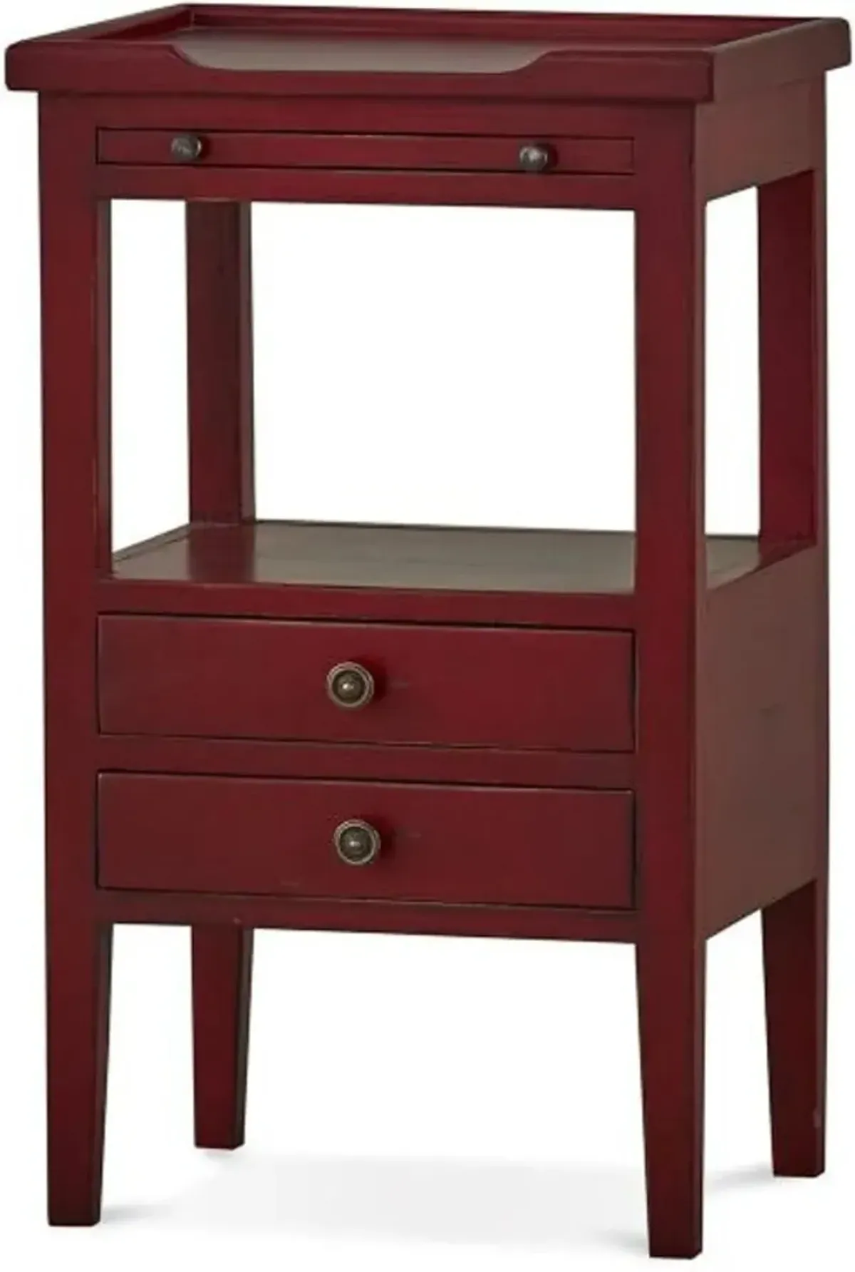 Eton Deep Red Accent Table with Pull Out Shelf