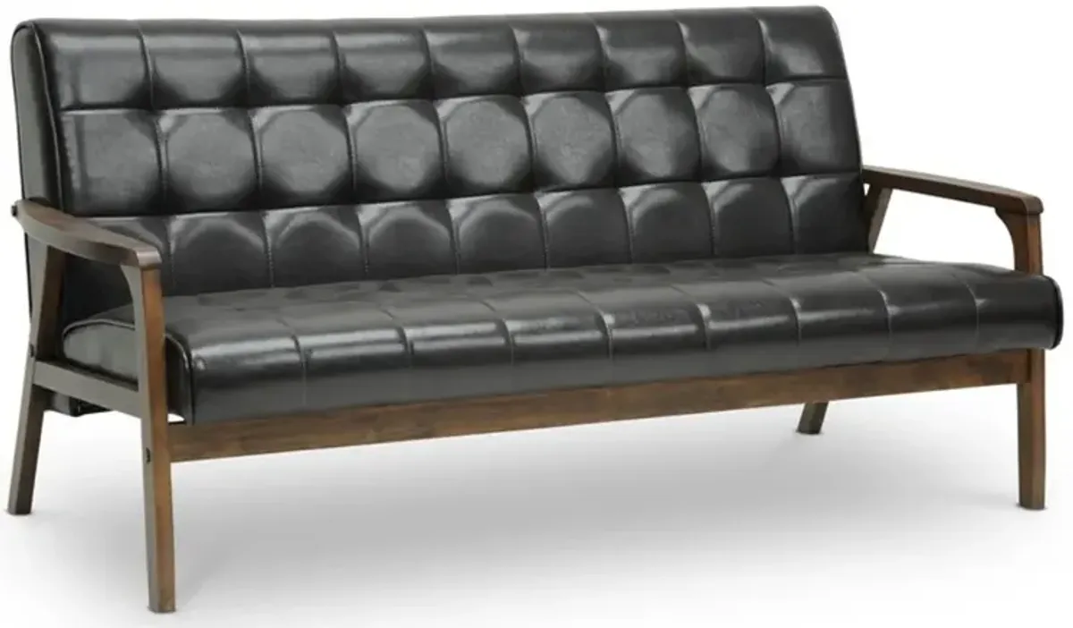 Masterpieces Mid Century Modern Dark Brown Sofa