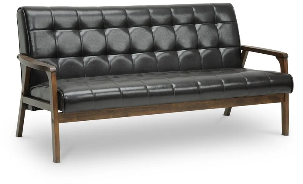 Masterpieces Mid Century Modern Dark Brown Sofa