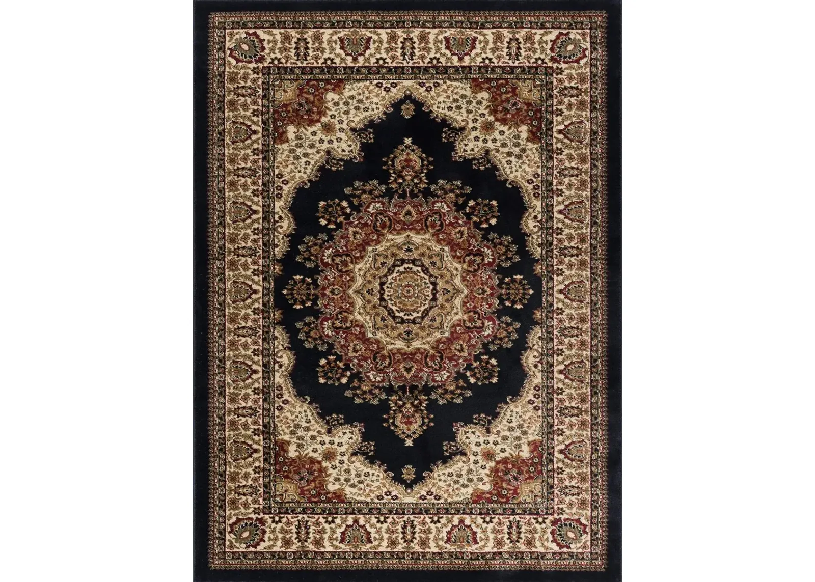 8 x 10 Large Black, Red, and Beige Area Rug - Sensation