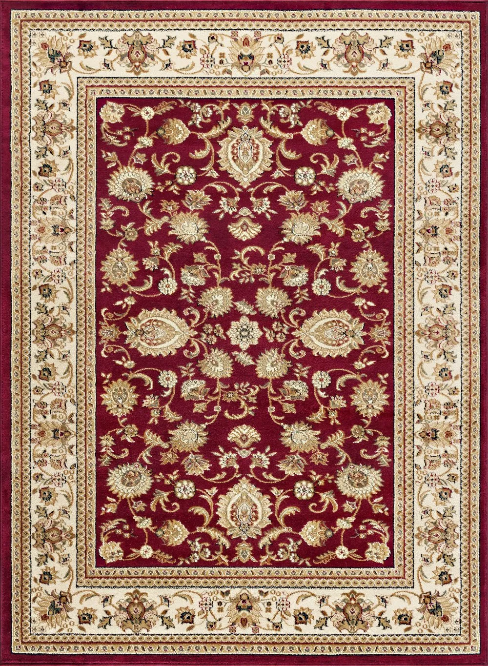 8 x 10 Large Red and Beige Area Rug - Sensation