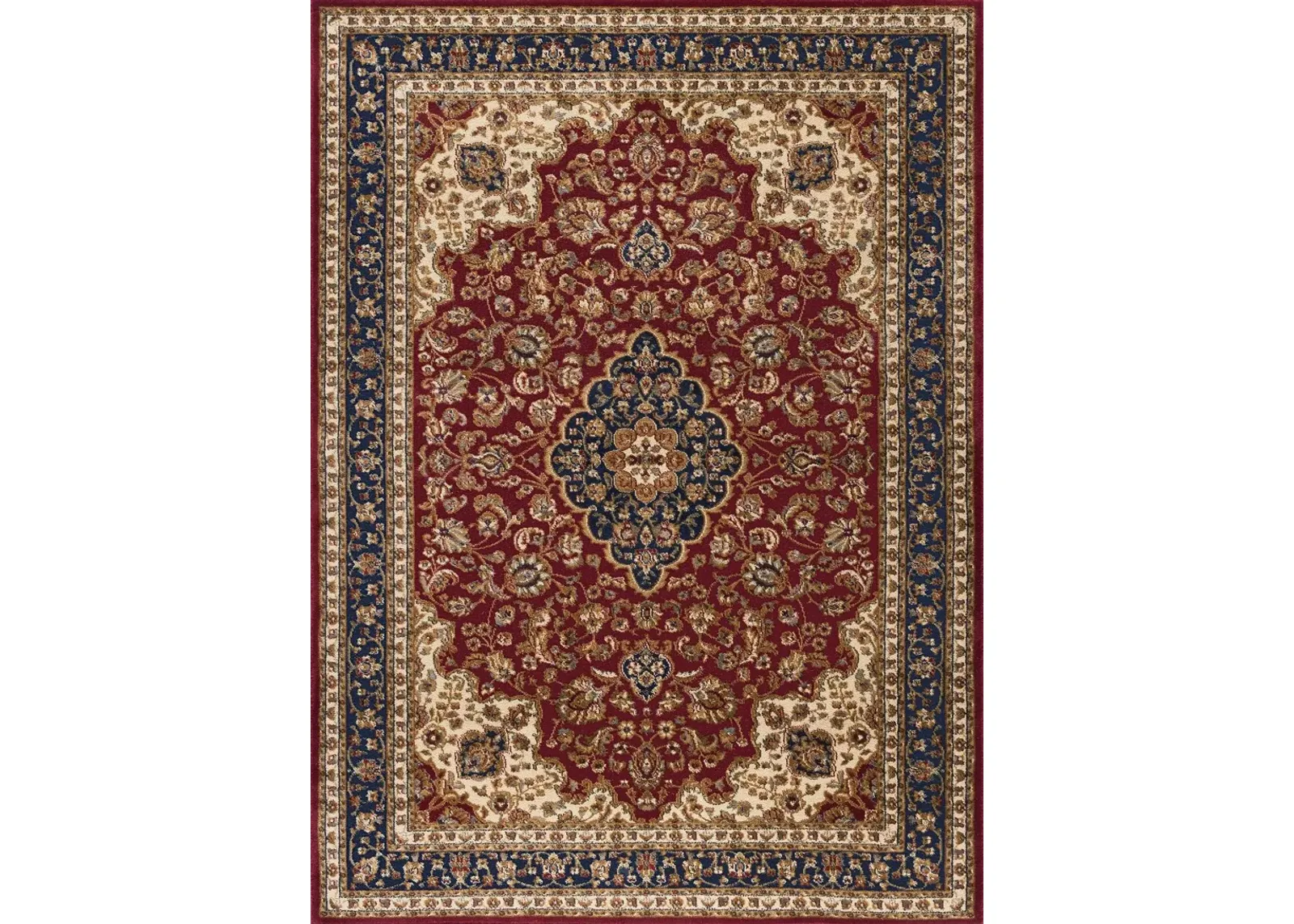 5 x 7 Medium Navy Blue and Red Area Rug - Sensation