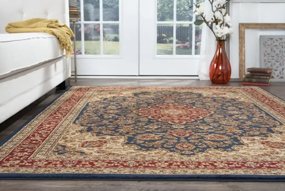 Sensation 8 x 11 Large Navy Blue and Red Area Rug