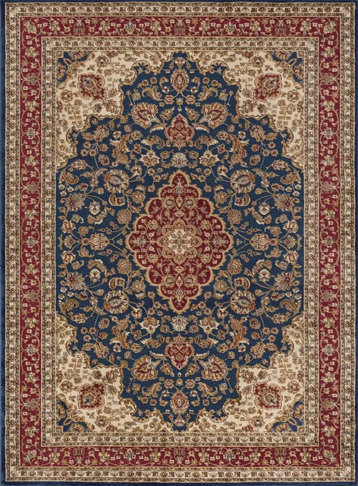 Sensation 8 x 11 Large Navy Blue and Red Area Rug