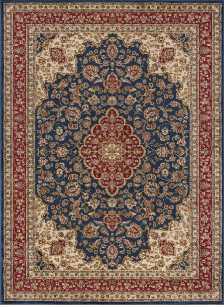 Sensation 8 x 11 Large Navy Blue and Red Area Rug