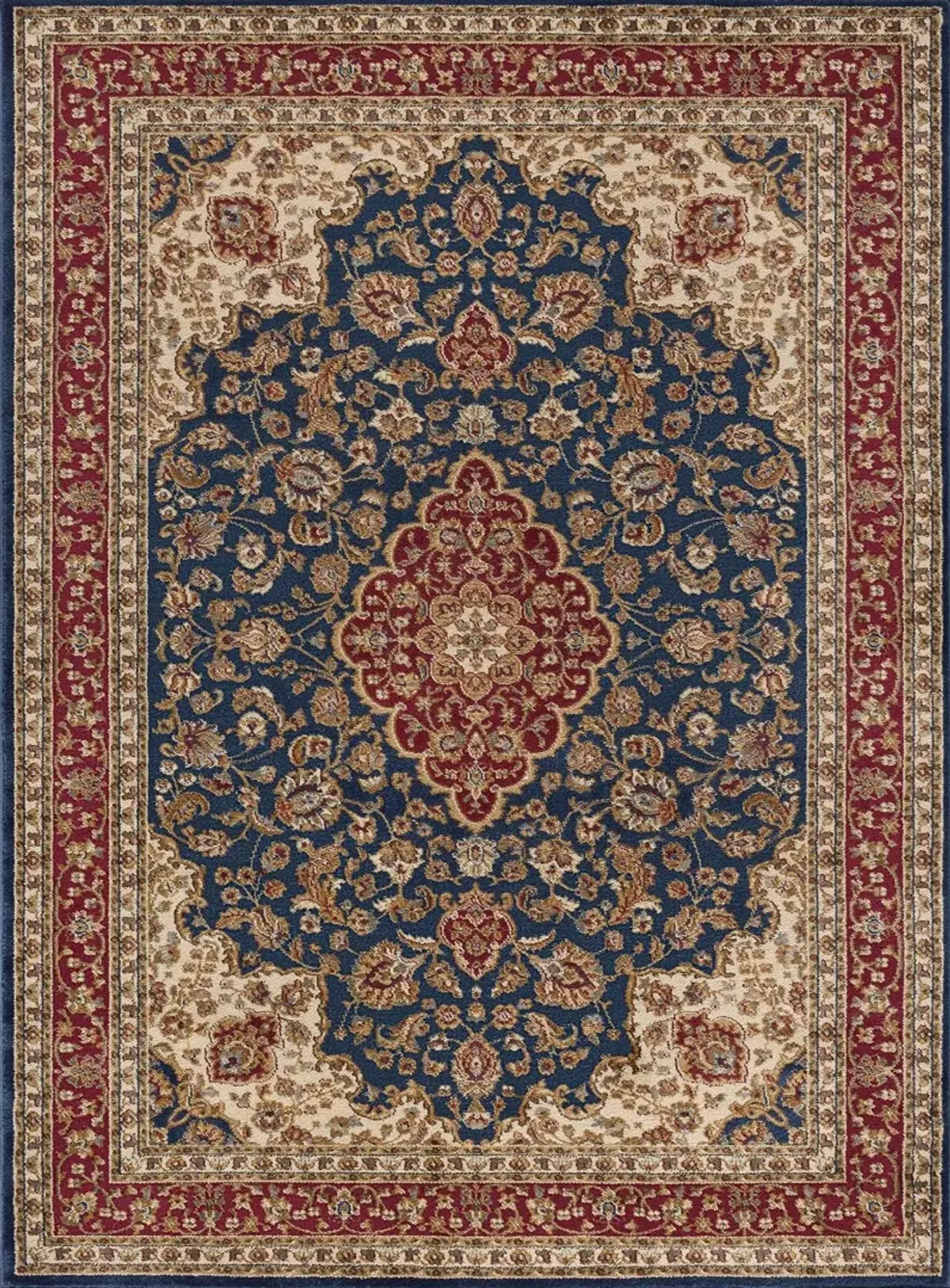 Sensation 8 x 11 Large Navy Blue and Red Area Rug