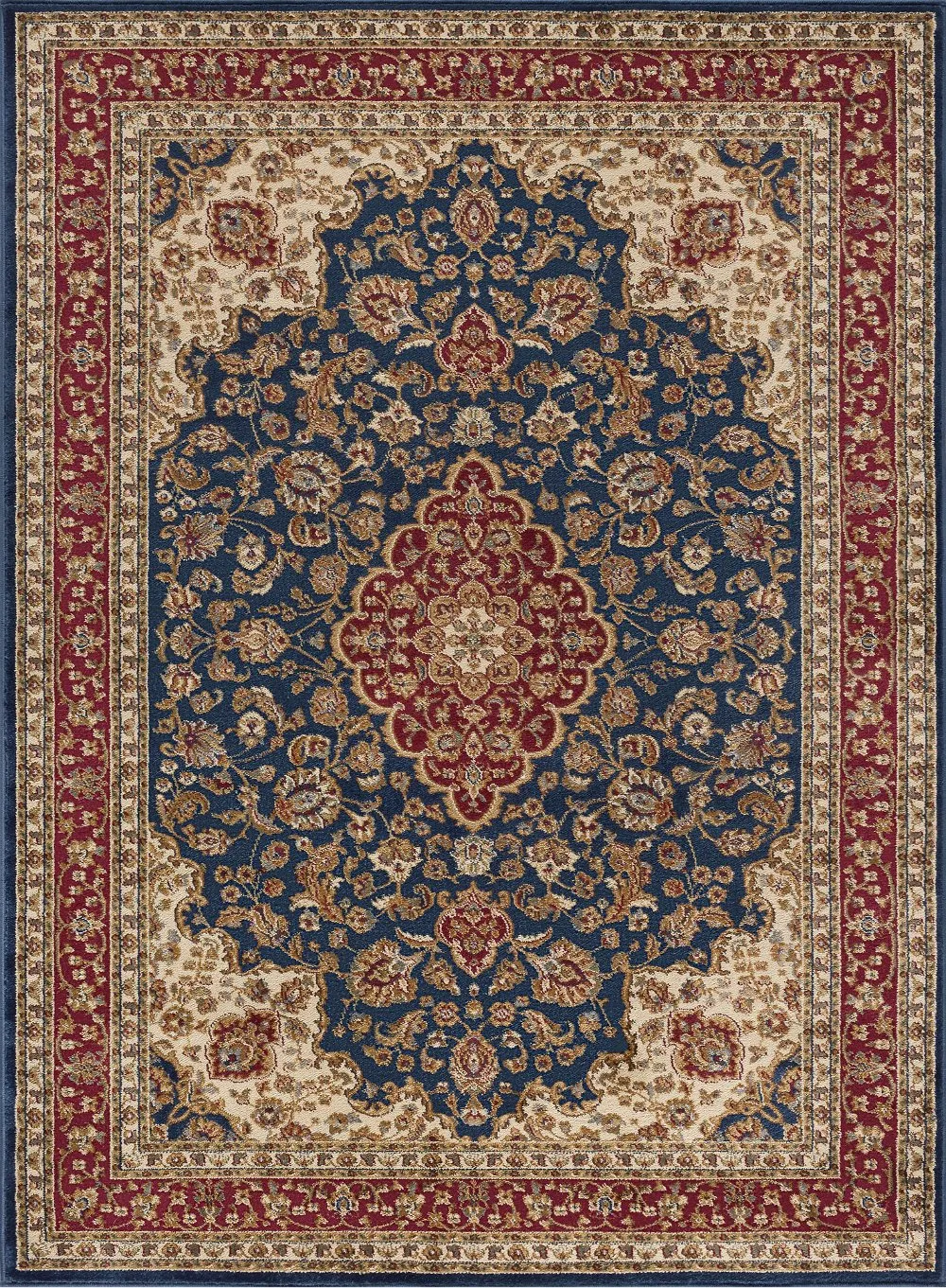 Sensation 8 x 11 Large Navy Blue and Red Area Rug