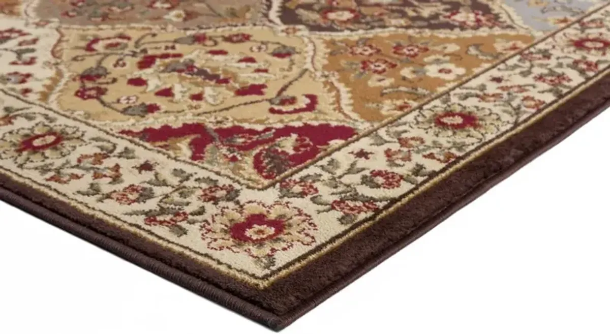 5 x 7 Medium Tan and Red Area Rug - Elegance