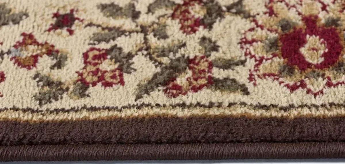 5 x 7 Medium Tan and Red Area Rug - Elegance