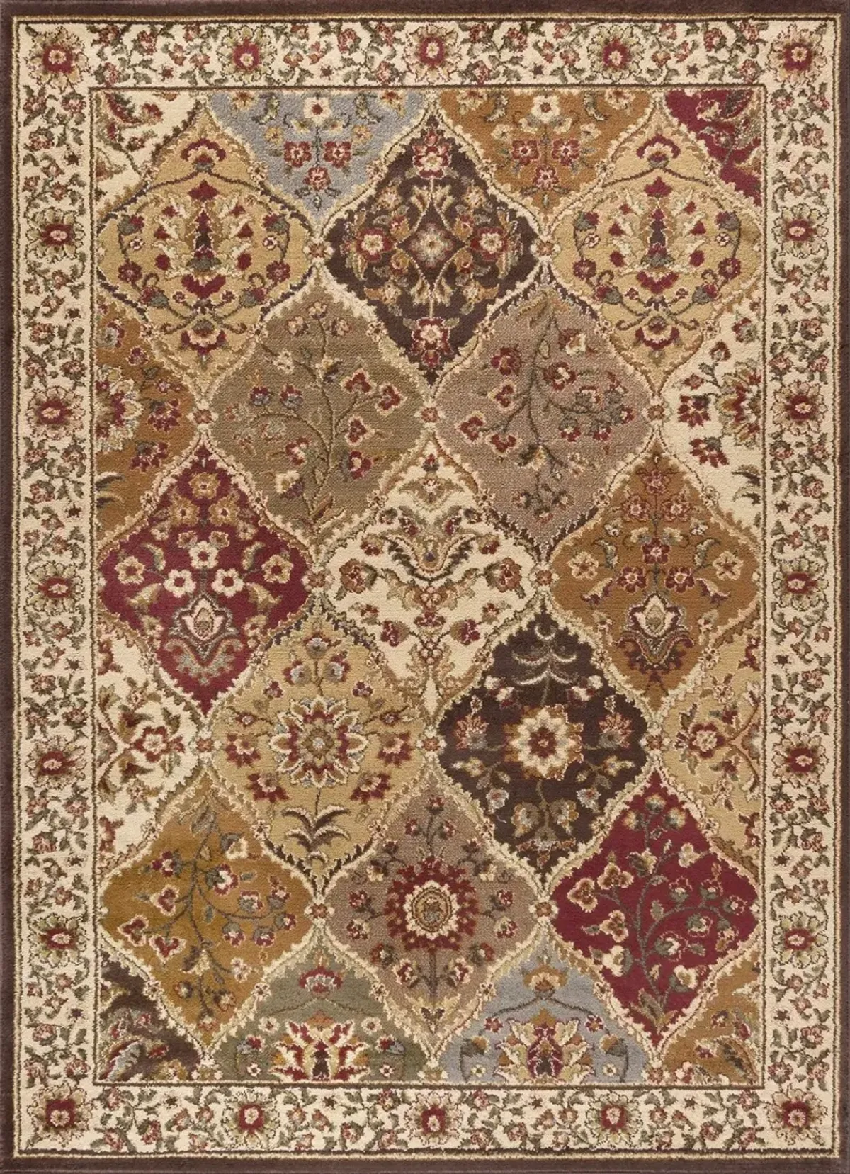 5 x 7 Medium Tan and Red Area Rug - Elegance