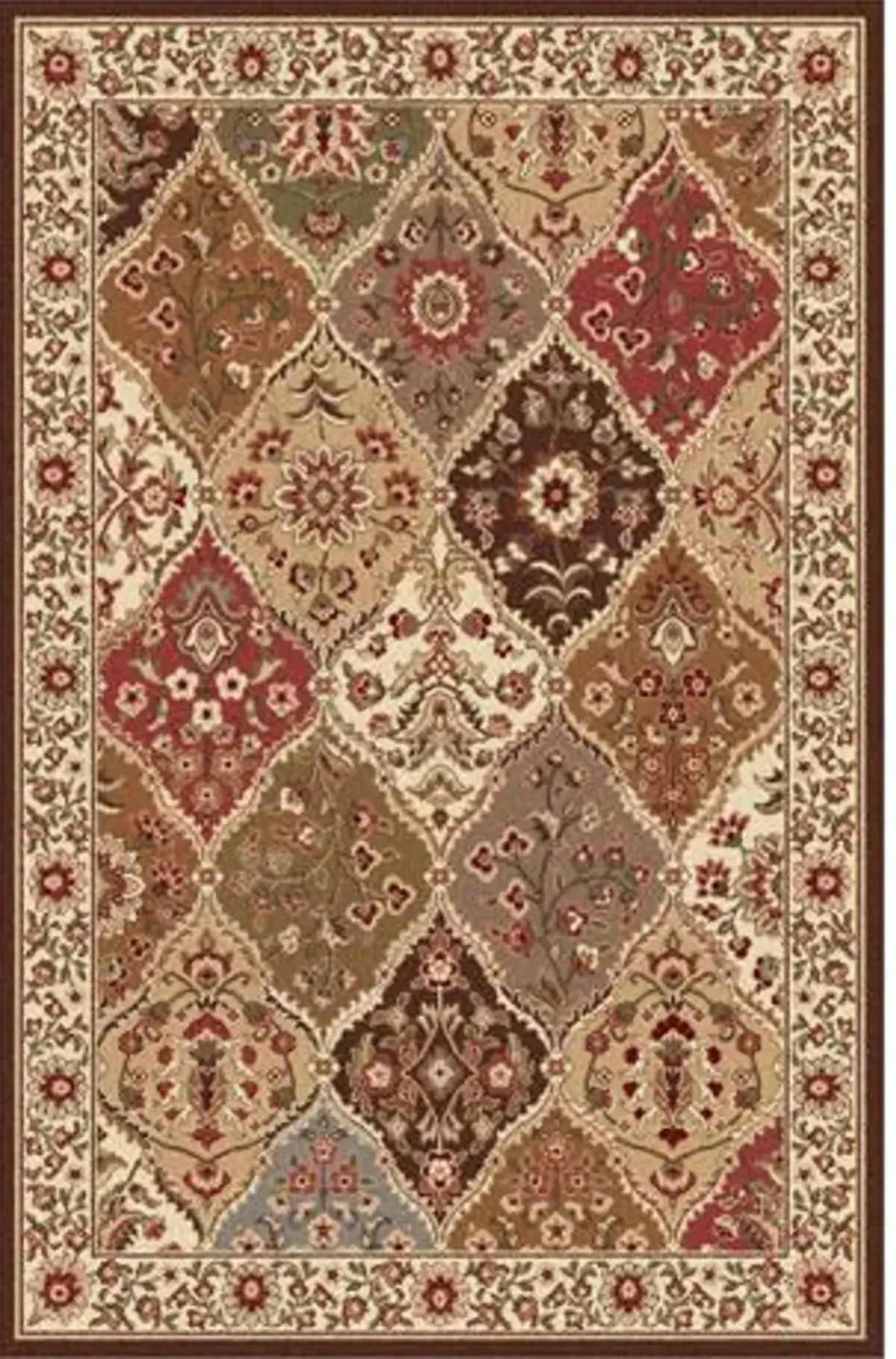 5 x 7 Medium Tan and Red Area Rug - Elegance