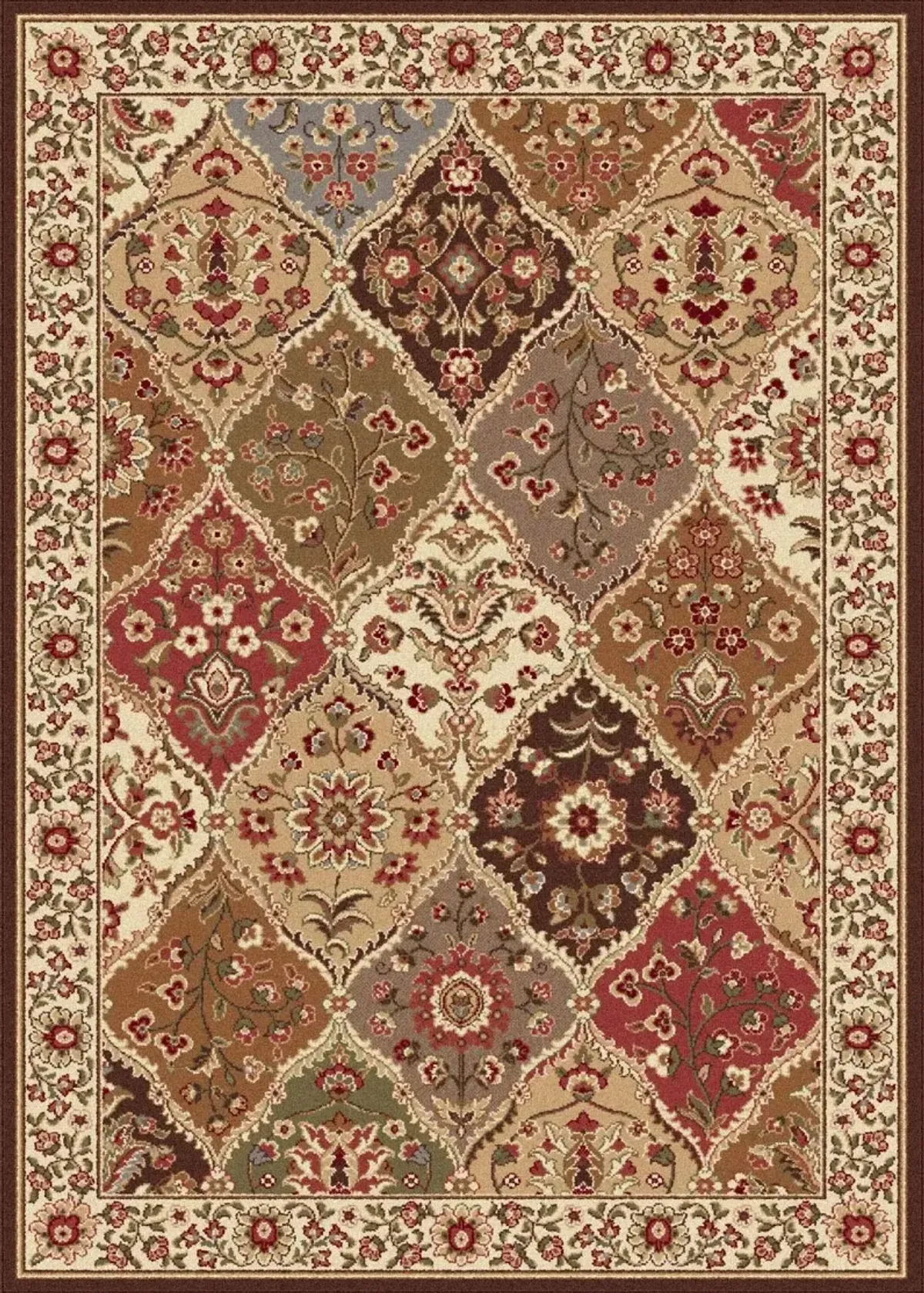 5 x 7 Medium Tan and Red Area Rug - Elegance