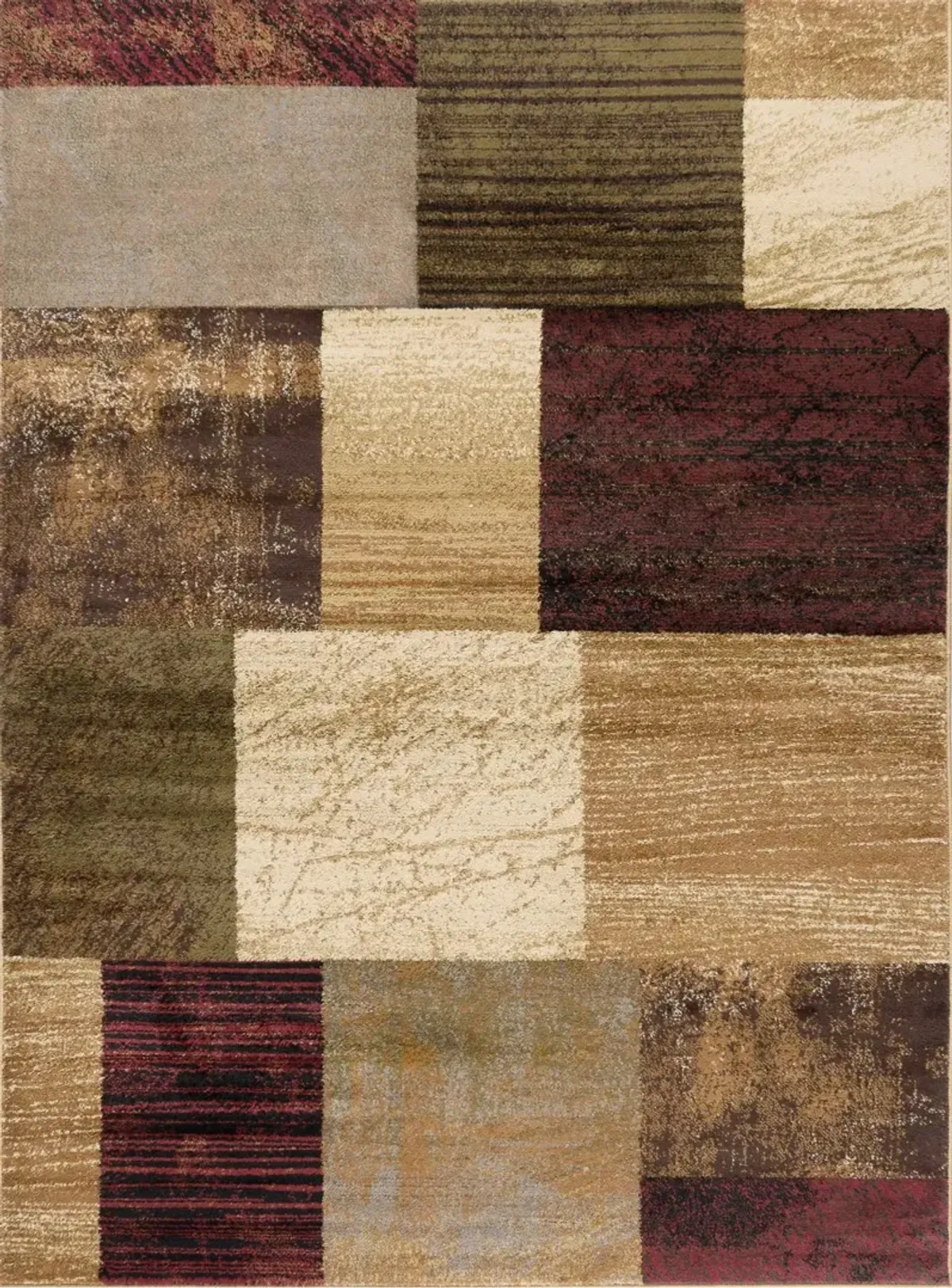 Elegance 5 x 7 Brown, Red, and Green Area Rug