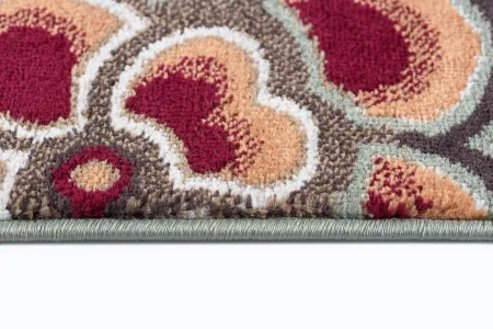 Deco 8 x 10 Floral Seafoam, Cranberry, and Gold Area Rug