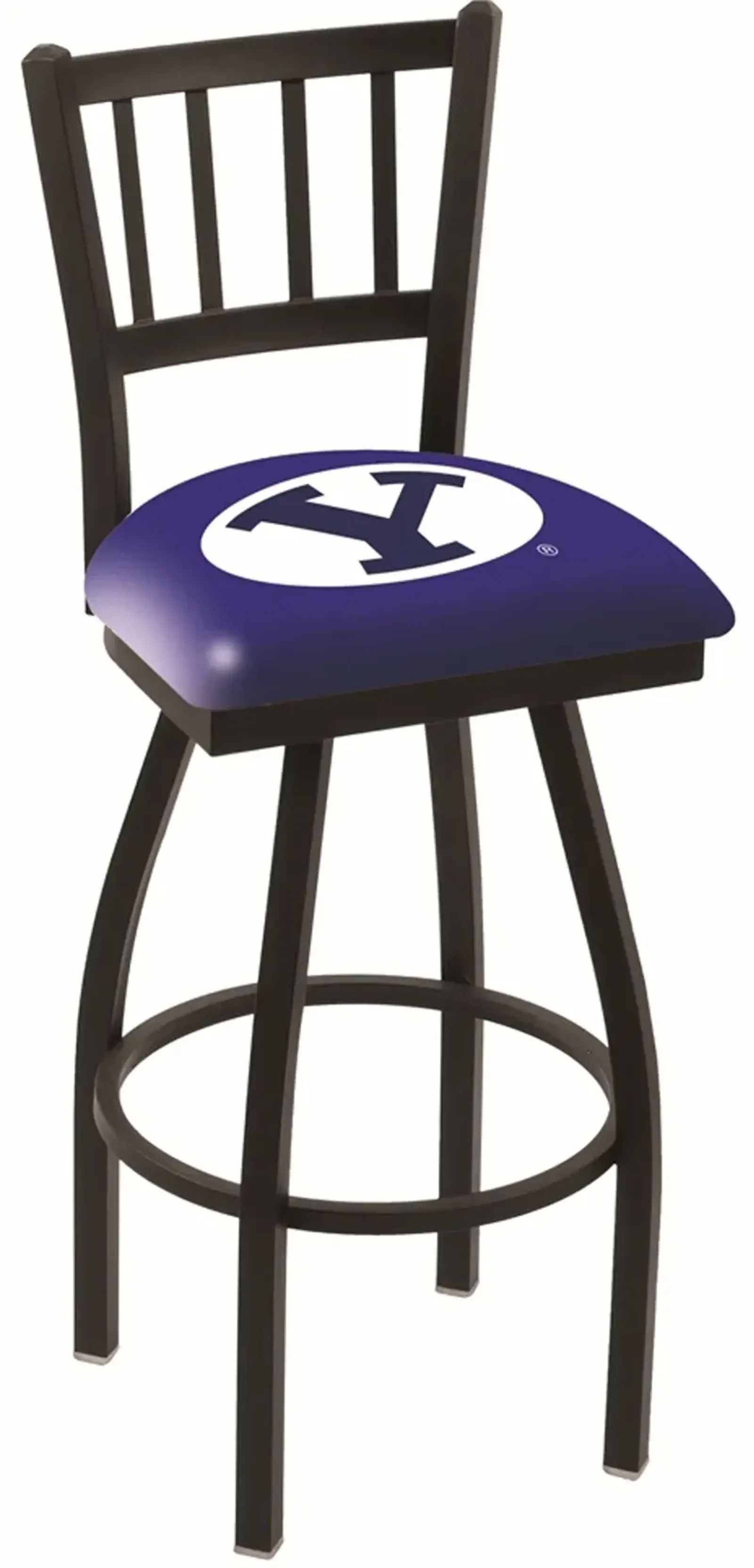 Black Slat Back Swivel Counter Height Stool - BYU